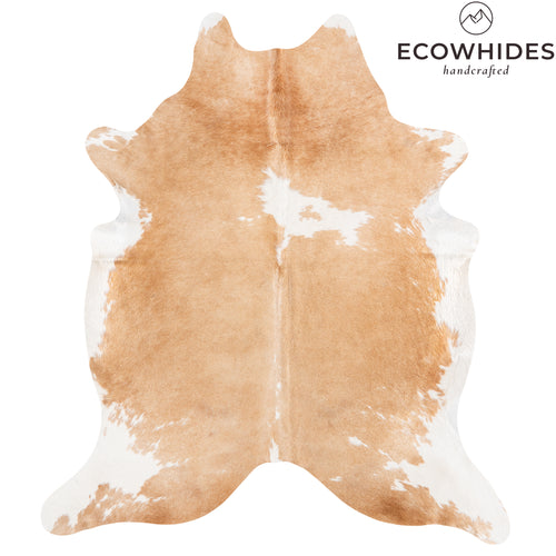 Brazilian Palomino and White Cowhide Rug Size 7'7" L x 6'3" W 6107