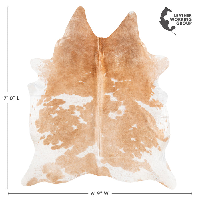 Brazilian Palomino and White Cowhide Rug Size 7'0" L x 6'9" W 6108