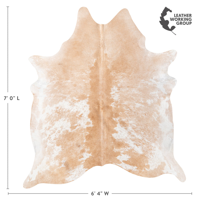 Brazilian Palomino and White Cowhide Rug Size 7'0" L x 6'4" W 6110