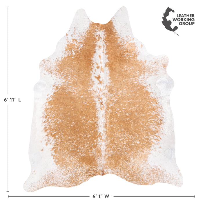 Brazilian Palomino and White Cowhide Rug Size 6'11" L x 6'1" W 6111