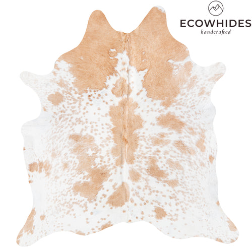 Brazilian Palomino and White Cowhide Rug Size 7'3" L x 6'10" W 6113