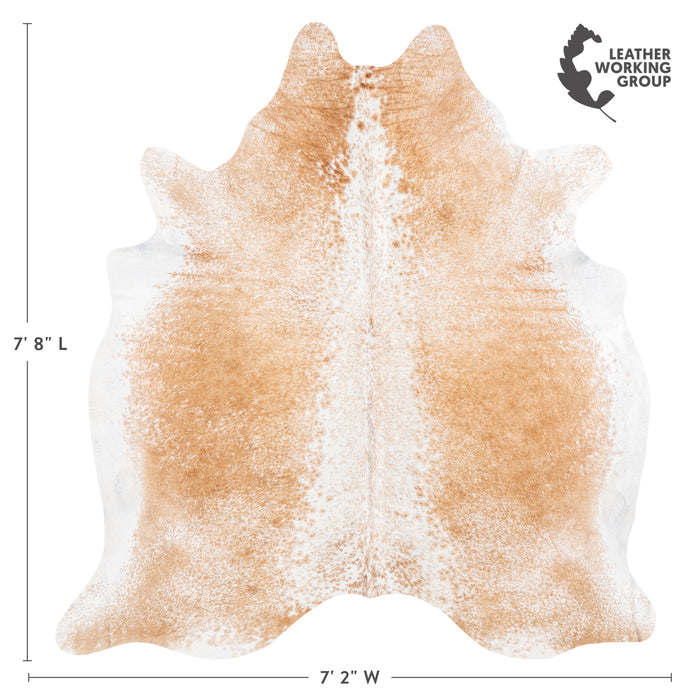 Brazilian Palomino and White Cowhide Rug Size 7'8" L x 7'2" W 6114