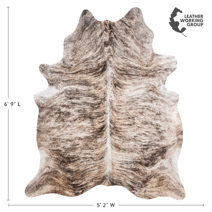 Brazilian Light Grey Brindle Cowhide Rug Size 6'9" L x 5'2" W 6140