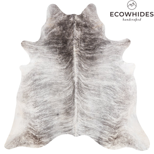 Brazilian Light Grey Brindle Cowhide Rug Size 7'2" L x 6'9" W 6141