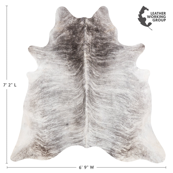 Brazilian Light Grey Brindle Cowhide Rug Size 7'2" L x 6'9" W 6141