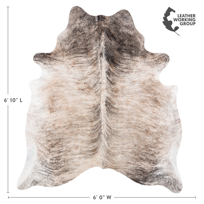 Brazilian Light Grey Brindle Cowhide Rug Size 6'10" L x 6'0" W 6144