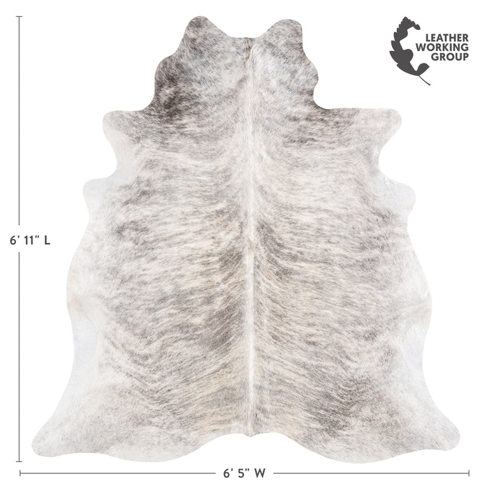 Brazilian Light Grey Brindle Cowhide Rug Size 6'11" L x 6'5" W 6146