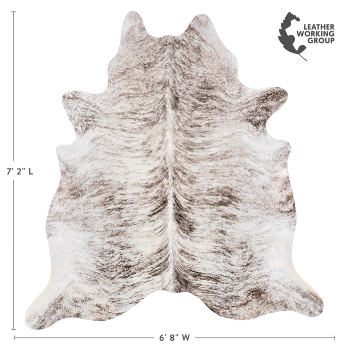 Brazilian Light Grey Brindle Cowhide Rug Size 7'2" L x 6'8" W 6147