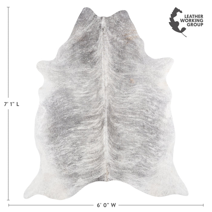 Brazilian Light Grey Brindle Cowhide Rug Size 7'1" L x 6'0" W 6149