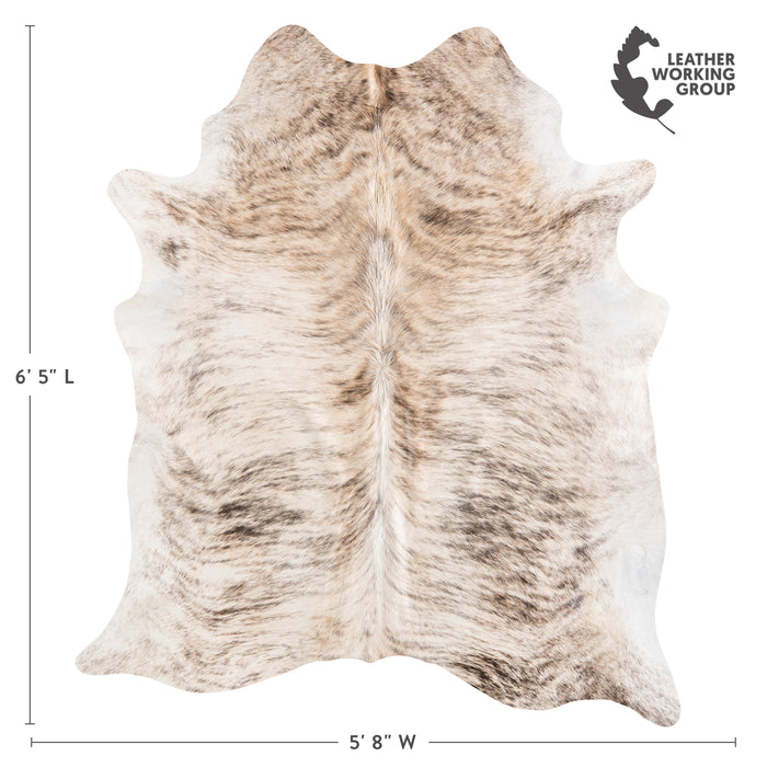 Brazilian Light Grey Brindle Cowhide Rug Size 6'5" L x 5'8" W 6153