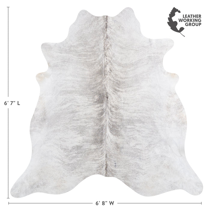 Brazilian Light Grey Brindle Cowhide Rug Size 6'7" L x 6'8" W 6156
