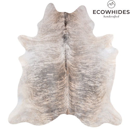 Brazilian Light Grey Brindle Cowhide Rug Size 6'8" L x 6'2" W 6157