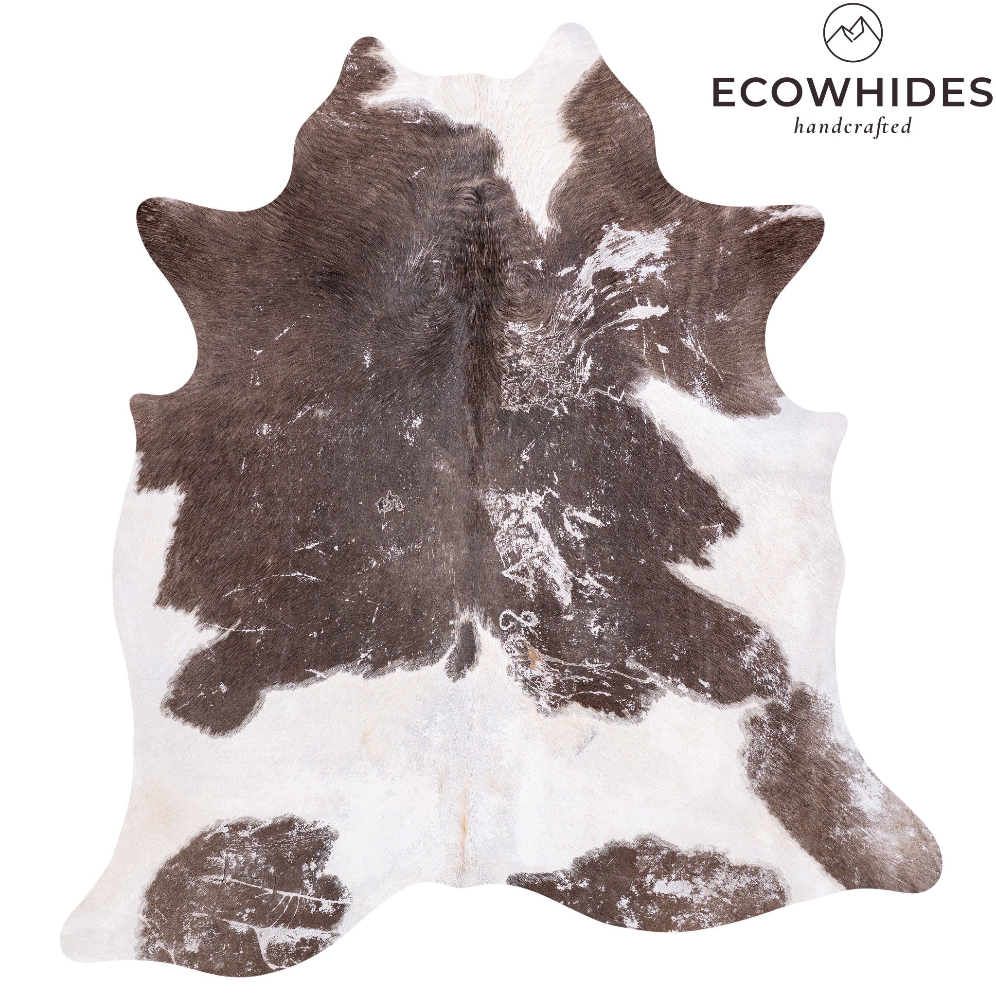 Vintage Black and White Cowhide Rug Size 7'6