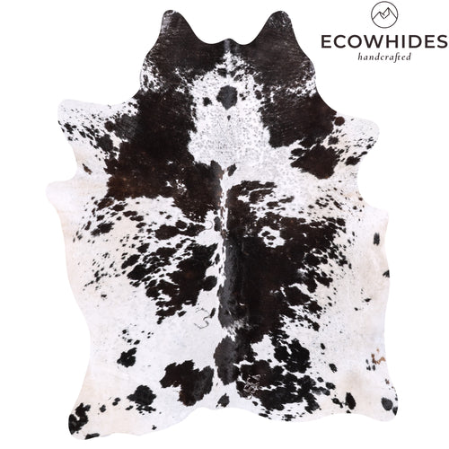 Vintage Black and White Cowhide Rug Size 7'6" L x 5'9" W 6309