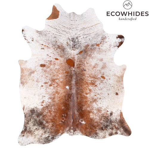 Vintage Brown Salt and Pepper Cowhide Rug Size 7'5" L x 5'11" W 6318