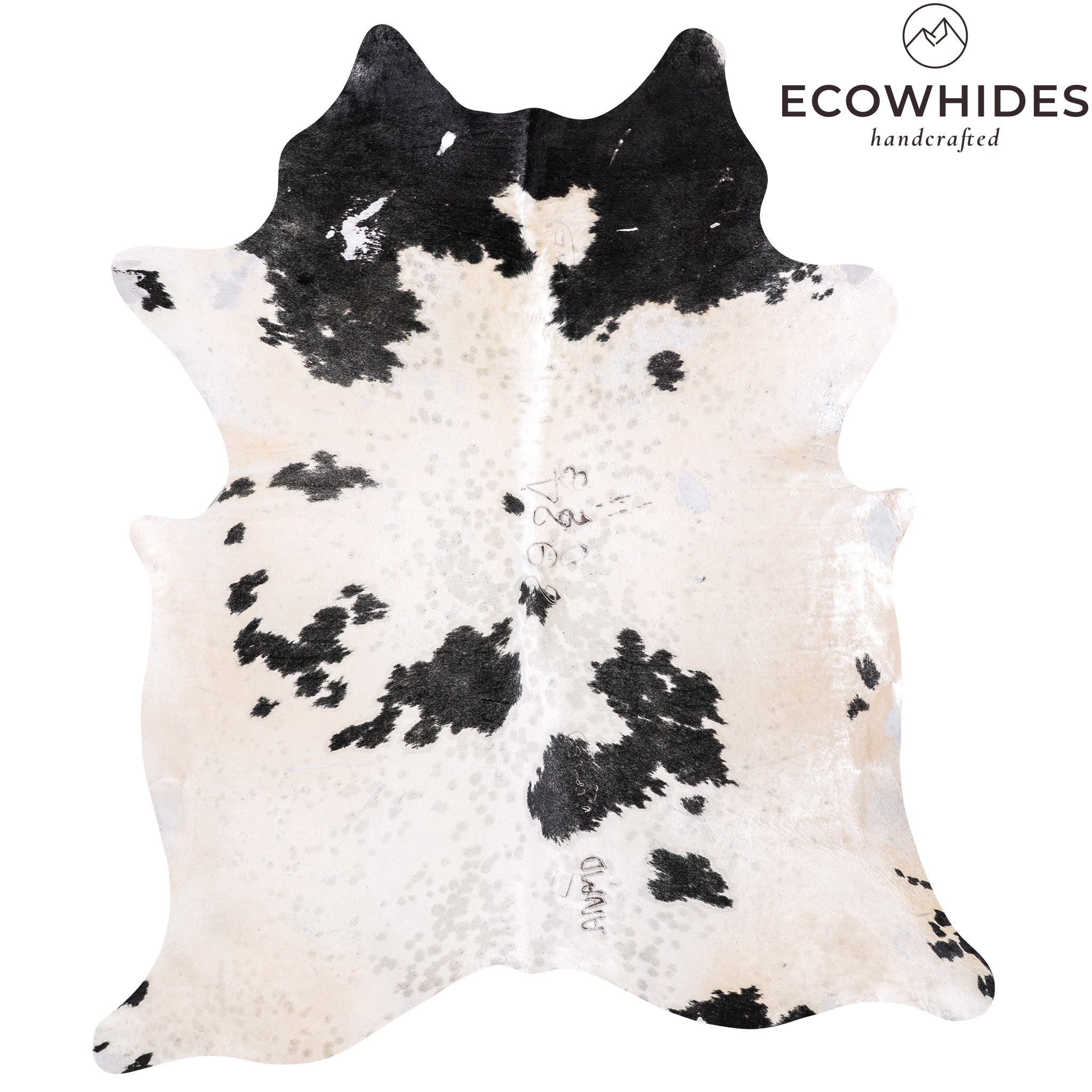 Vintage Black and White Cowhide Rug Size 7'8