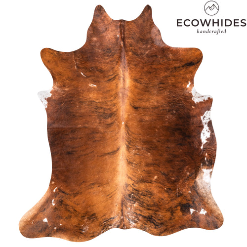 Vintage Brindle Cowhide Rug Size 6'4" L x 5'6" W 6328