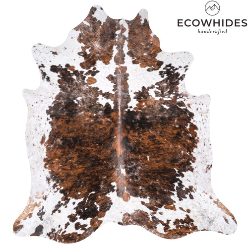 Vintage Tricolor Cowhide Rug Size 7'6" L x 7'0" W 6336