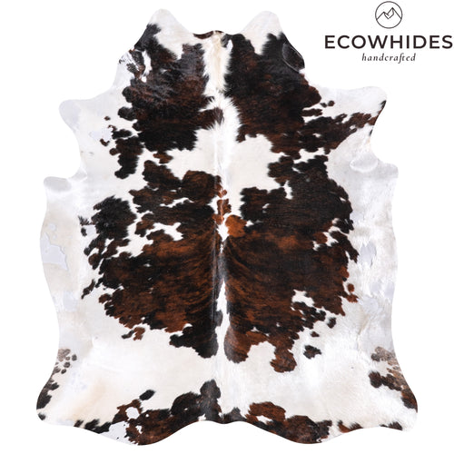 Vintage Tricolor Cowhide Rug Size 6'11" L x 6'0" W 6337