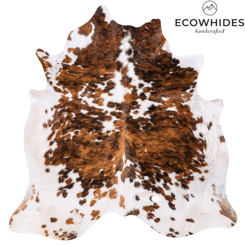 Vintage Tricolor Cowhide Rug Size 7'0" L x 6'8" W 6341