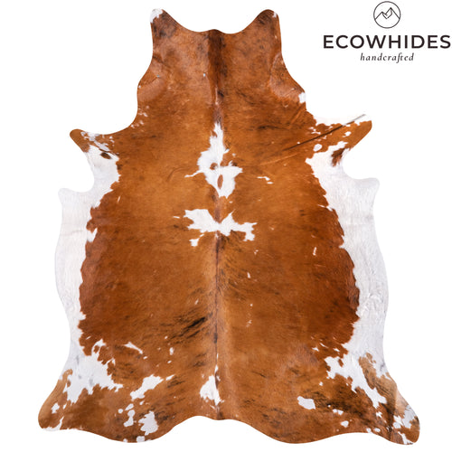 Vintage Brindle White Belly Cowhide Rug Size 6'11" L x 5'10" W 6348