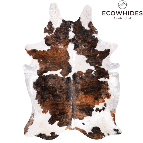 Vintage Tricolor Cowhide Rug Size 7'9" L x 5'5" W 6351