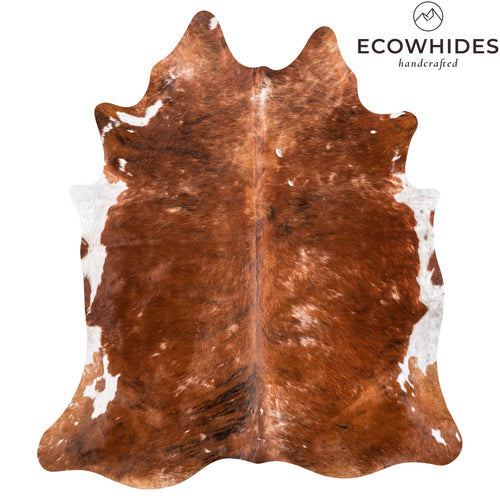 Vintage Brindle White Belly Cowhide Rug Size 6'5" L x 5'9" W 6356