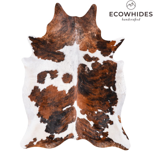 Vintage Tricolor Cowhide Rug Size 7'2" L x 5'4" W 6357