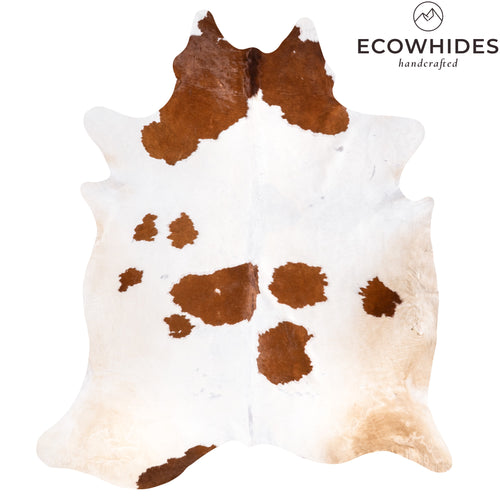 Vintage White Tricolor Cowhide Rug Size 8'6" L x 7'2" W 6361