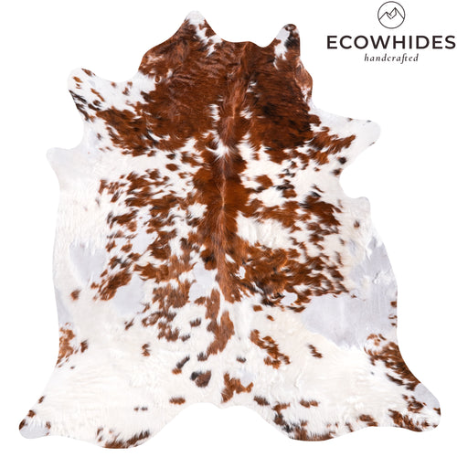 Vintage Tricolor Cowhide Rug Size 7'2" L x 6'9" W 6366