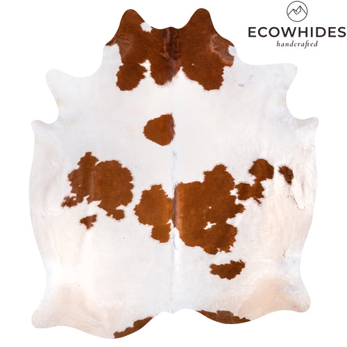 Vintage Brown and White Cowhide Rug Size 7'10" L x 6'8" W 6369