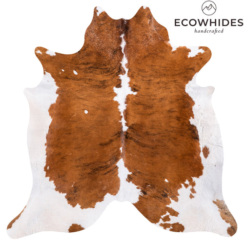 Vintage Tricolor Brindle Mix Cowhide Rug Size 7'5" L x 7'4" W 6391