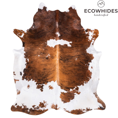 Vintage Tricolor Brindle Mix Cowhide Rug Size 7'6" L x 6'4" W 6393