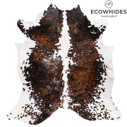 Vintage Tricolor Cowhide Rug Size 7'0" L x 6'7" W 6398