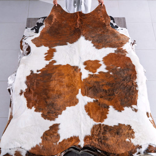 Tricolor Cowhide Rug Size 7'3" L x 6'7" W 6500