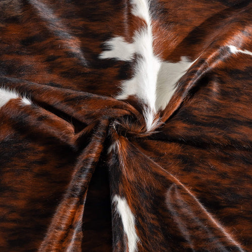 Tricolor Brindle Mix Cowhide Rug Size 7'4" L x 6'7" W 6504