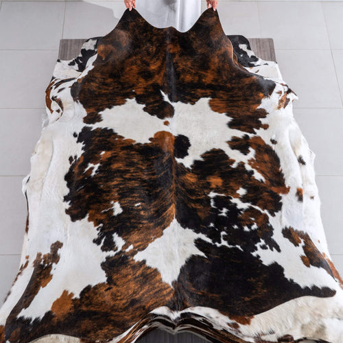 Tricolor Cowhide Rug Size 7'4" L x 6'1" W 6507