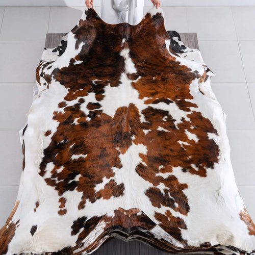 Tricolor Cowhide Rug Size 8'0" L x 7'1" W 6509