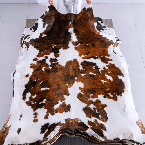 Tricolor Cowhide Rug Size 8'0" L x 7'1" W 6509