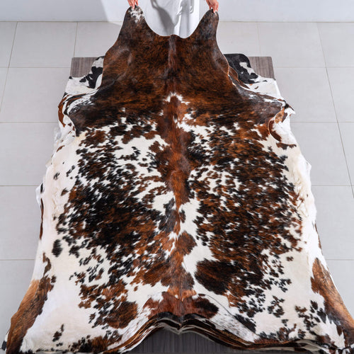 Tricolor Cowhide Rug Size 8'4" L x 7'1" W 6510