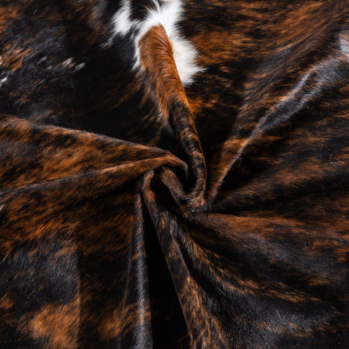 Tricolor Brindle Mix Cowhide Rug Size 8'1" L x 7'2" W 6513