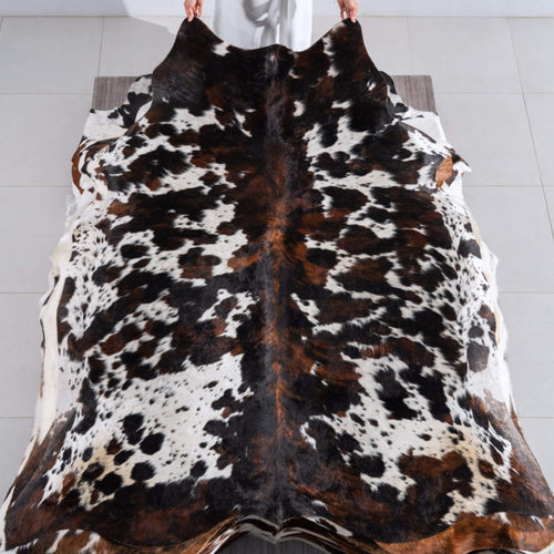 Tricolor Cowhide Rug Size 7'4" L x 6'7" W 6515