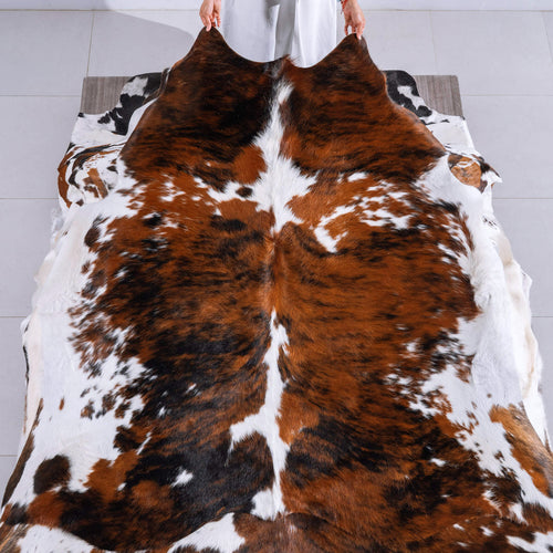 Tricolor Cowhide Rug Size 6'7" L x 6'6" W 6516