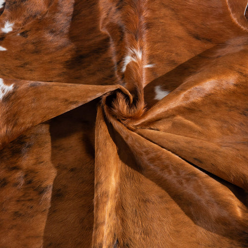 Tricolor Brindle Mix Cowhide Rug Size 7'6" L x 6'6" W 6518