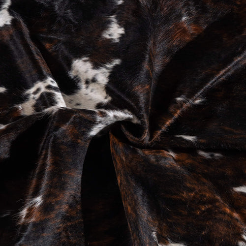 Dark Tricolor Cowhide Rug Size 7'9" L x 6'9" W 6521