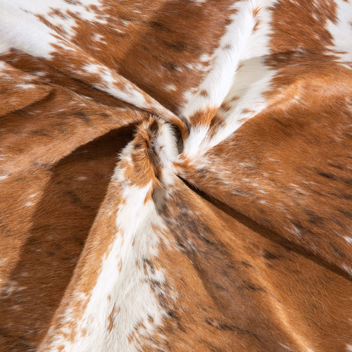 White Tricolor Cowhide Rug Size 7'5" L x 6'5" W 6523