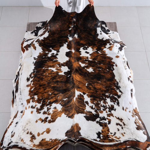 Tricolor Cowhide Rug Size 7'6" L x 6'1" W 6527