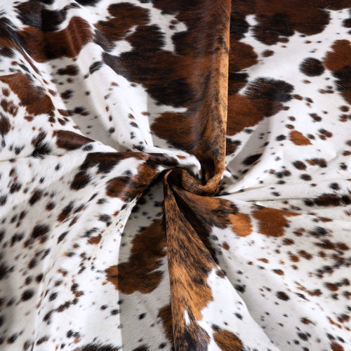 White Tricolor Cowhide Rug Size 7'11" L x 6'7" W 6531