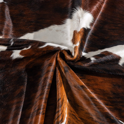 Tricolor Brindle Mix Cowhide Rug Size 7'9" L x 6'8" W 6532