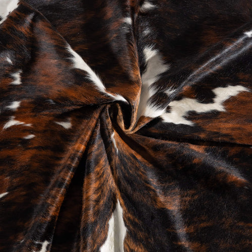 Tricolor Brindle Mix Cowhide Rug Size 6'9" L x 6'2" W 6533